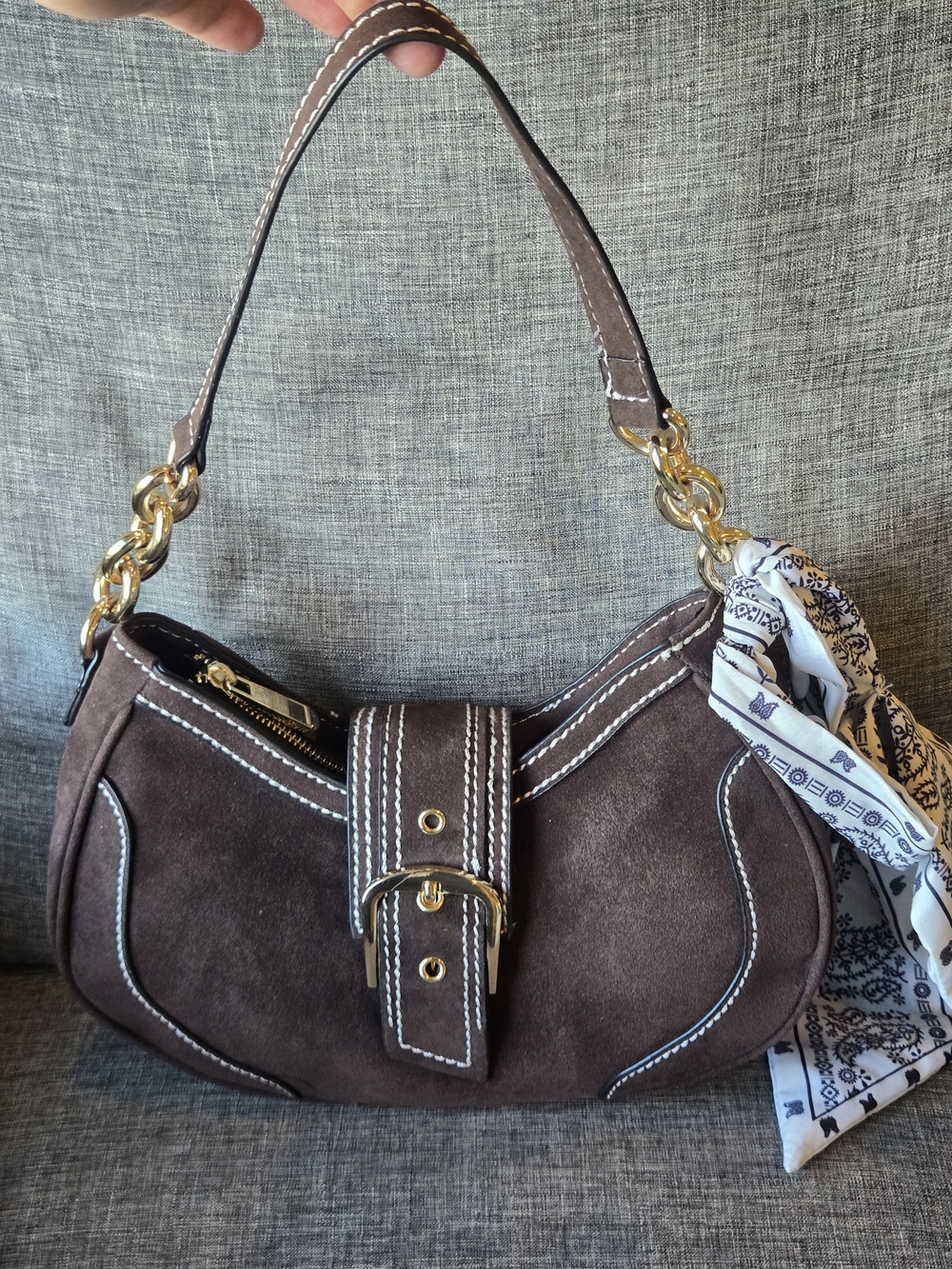 Aldo suede shoulder bag Brown With Scarf